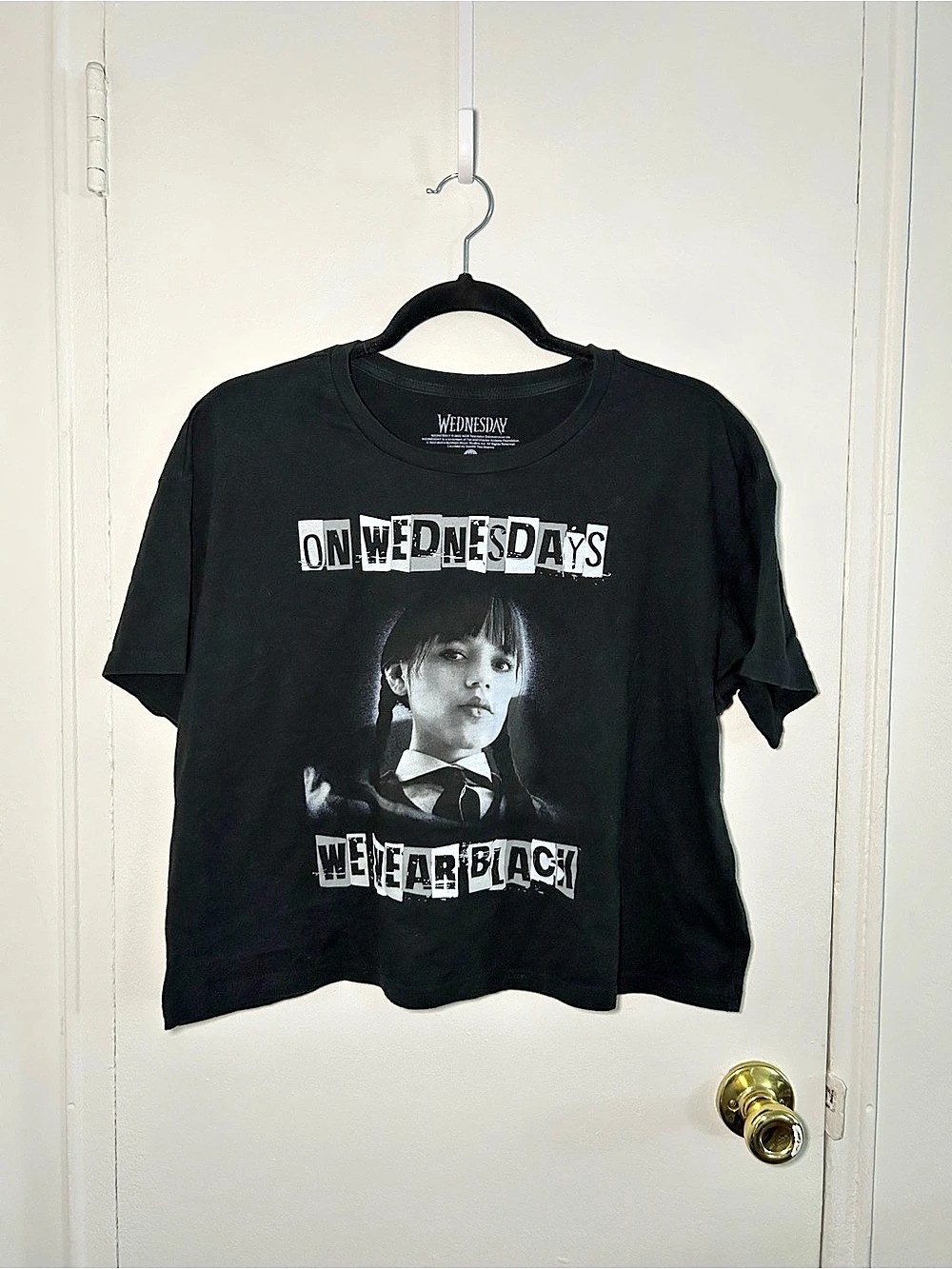 Wednesday Addams Nexflix On Wednesdays We Wear Black Crop Top XL